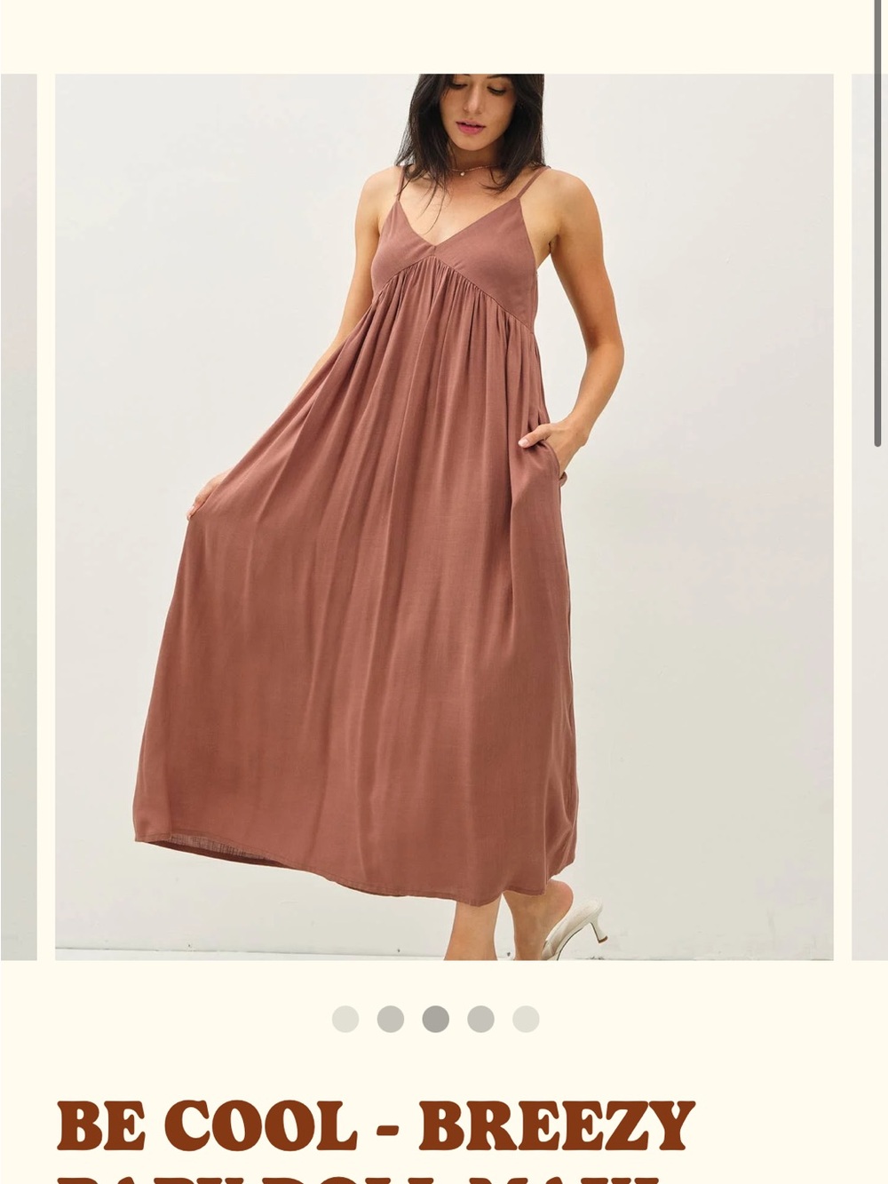 BE COOL Mauve-Brown Spaghetti-Strap Maxi Dress